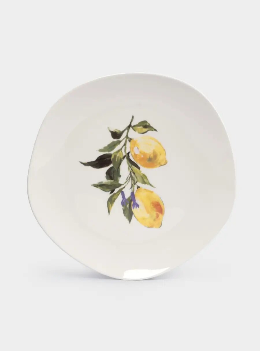 Тарелка обеденная, 26 см, фарфор P, белая, Лимоны, Lemon branch