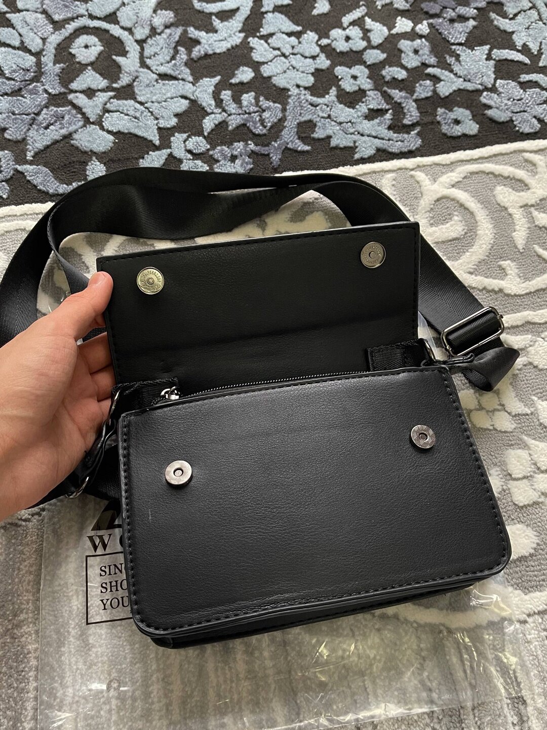 Сумка барсетка  zara, фактура гладкая, черный — фото 1