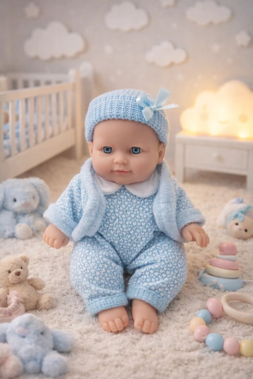 Реалистичная кукла-младенец, мягкий и безопасный материал, в голубой одежде, детская кукла, идеальный подарок