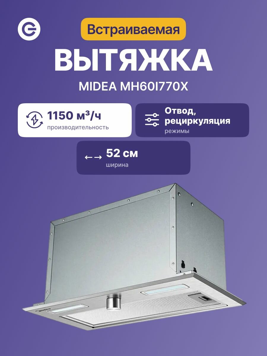 Встраиваемая вытяжка MIDEA MH60I770X