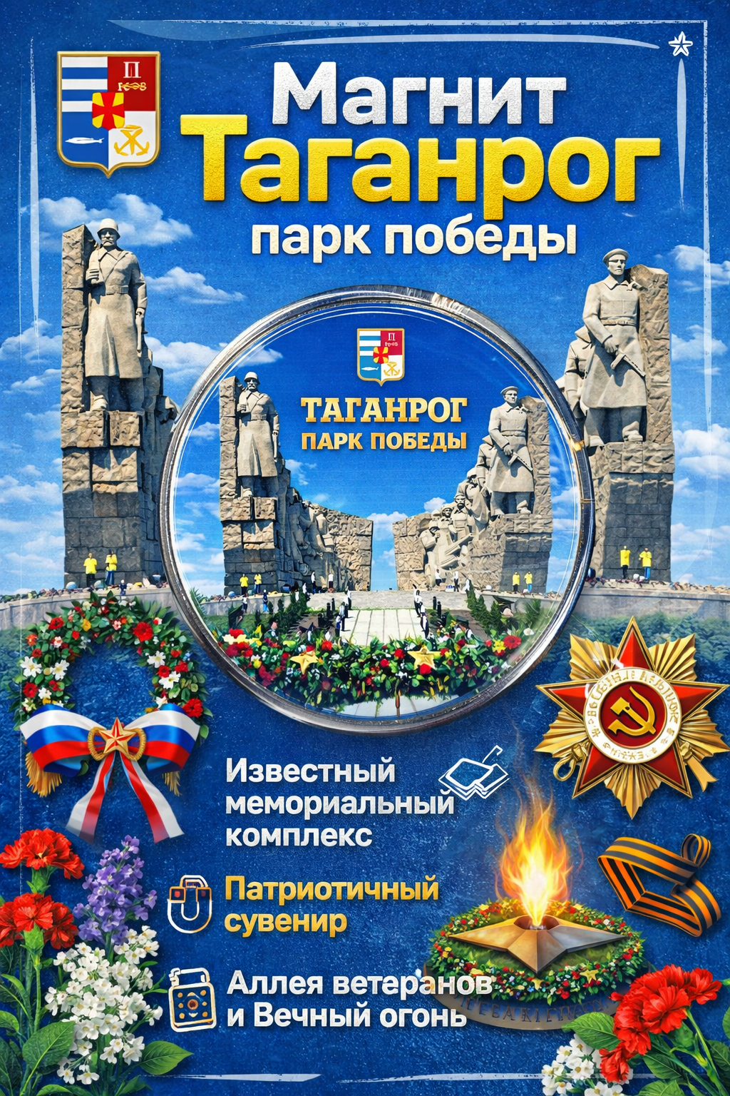 Магнит акриловый Таганрог Памятник Парк победы. Идеальный сувенир