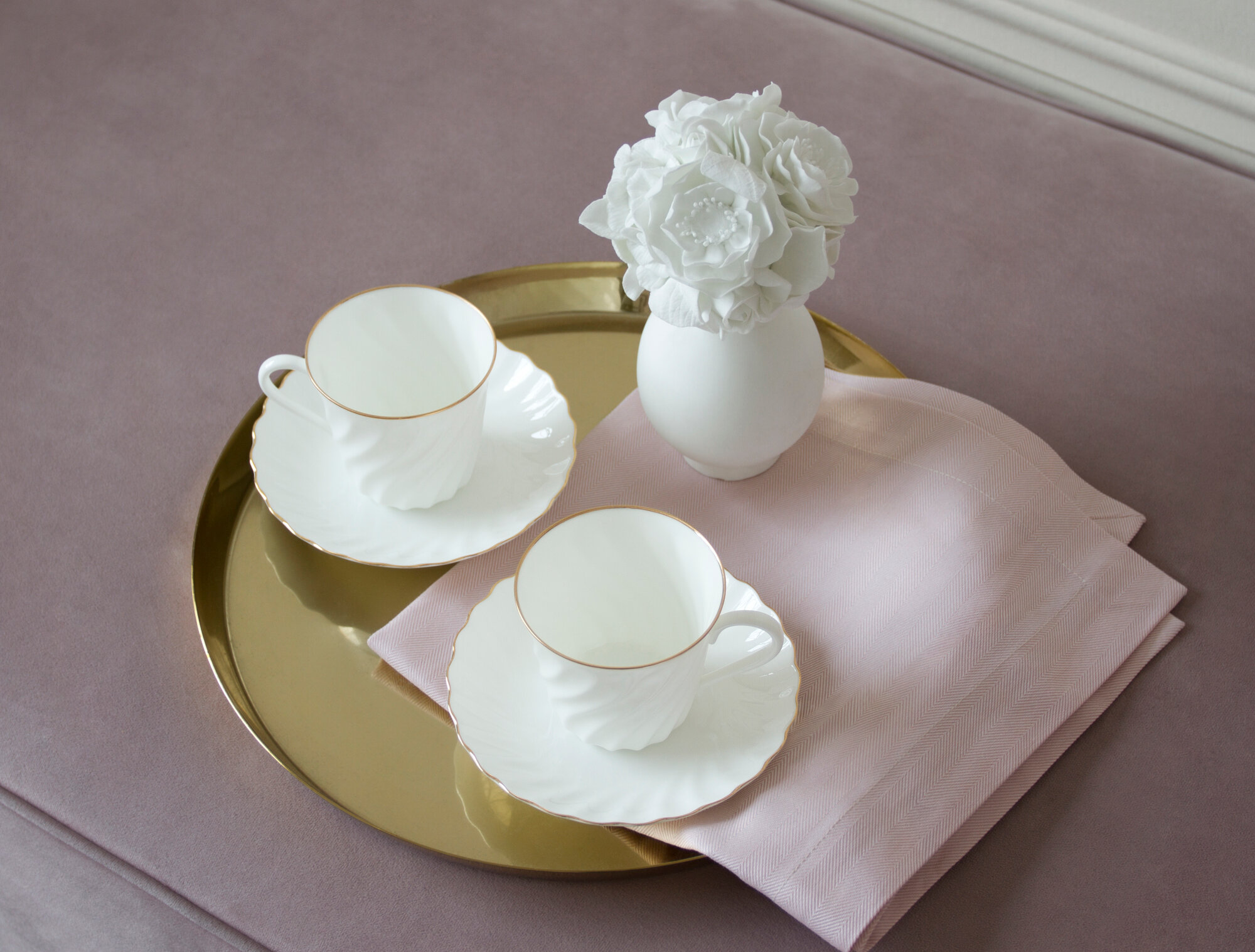Кофейная пара "Золотой" кантик форма Витая, 155мл , костяной фарфор, Императорский фарфоровый завод — фото 1