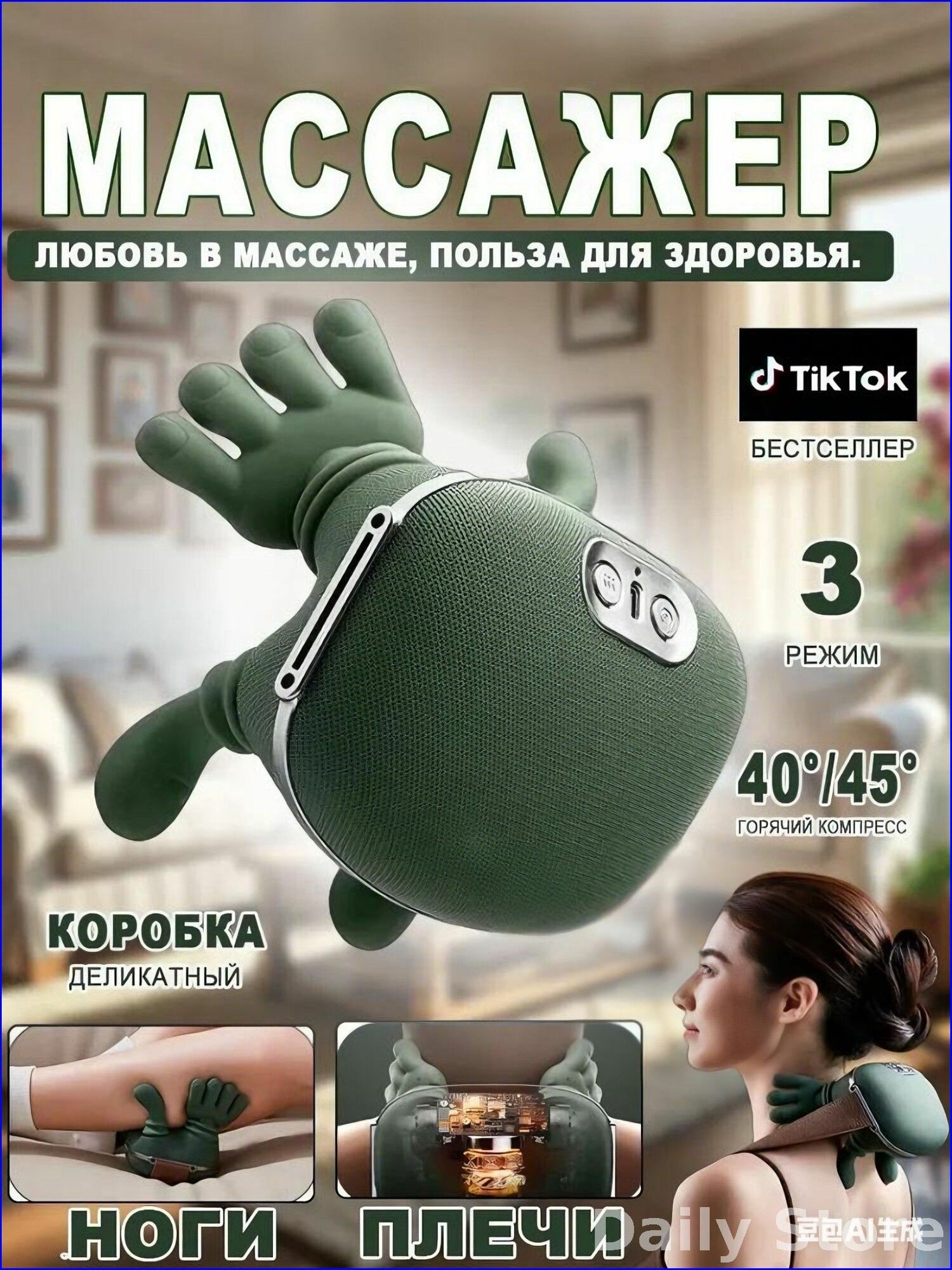 Массажер для шеи и плеч электрический 3 передачи, нагрев 40 /45