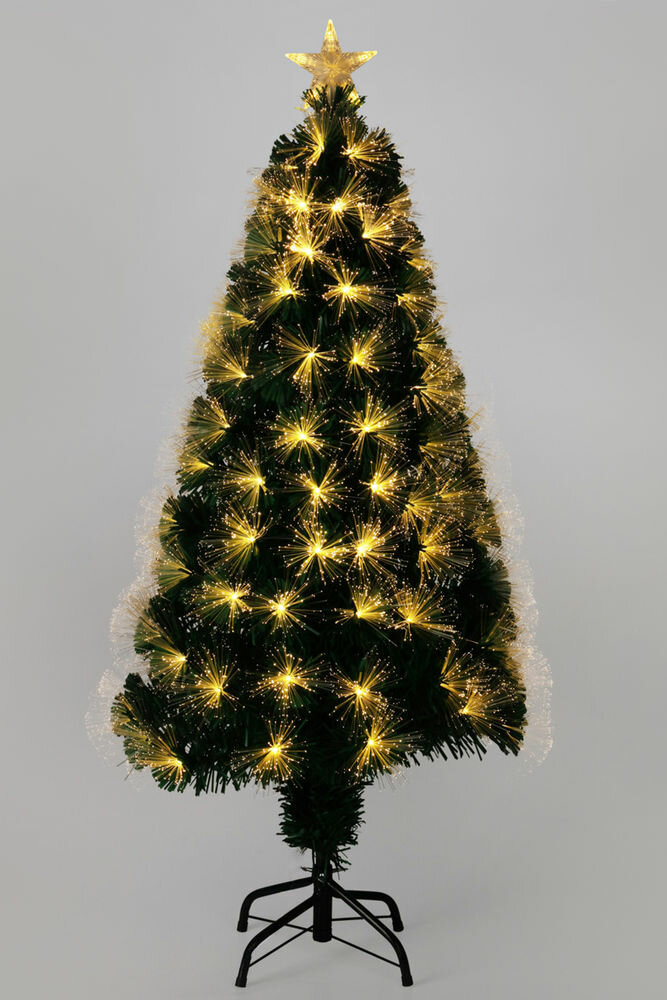 Оптоволоконная ёлка рэйон, зелёная, 135 тёплых белых LED-огней, 120 см, контроллер, Koopman International AFB000420