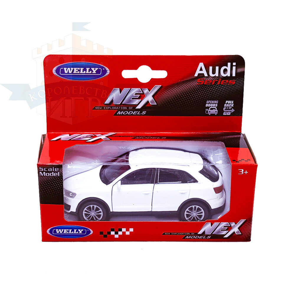Машинка Welly Audi Q3, белый, 1:38, арт.43666W-W, коллекционная