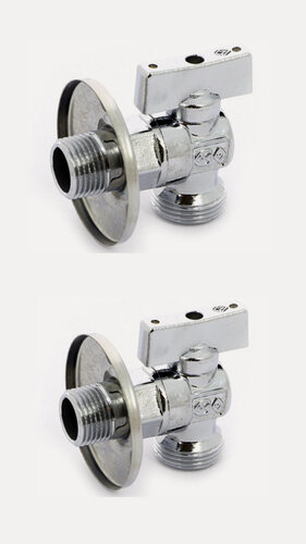 Изображение товара Кран шаровый угловой Bugatti 1/2 х 3/4 с отражателем (883 серия)