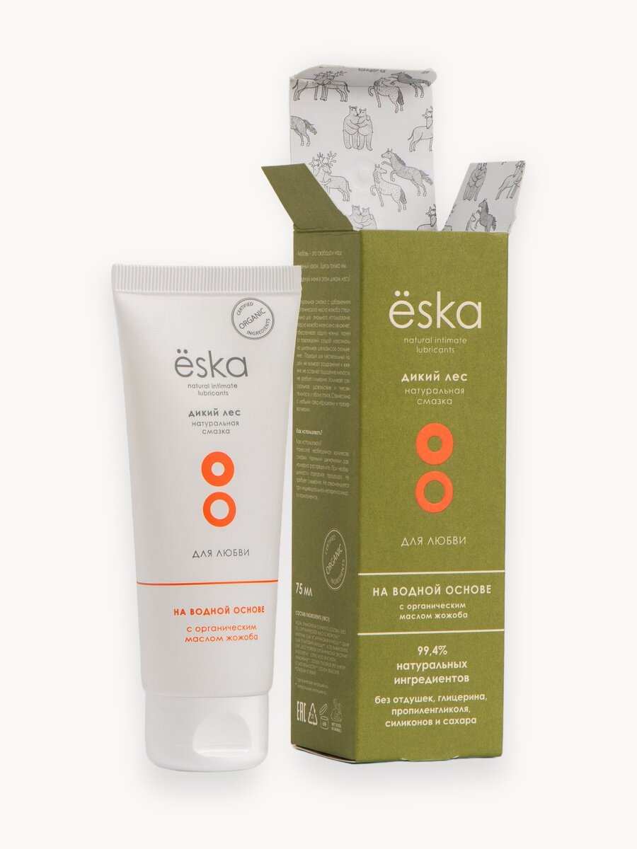 Натуральный лубрикант Ёska "Дикий лес" на водно-масляной основе без вкуса и запаха для анального секса, 75мл.