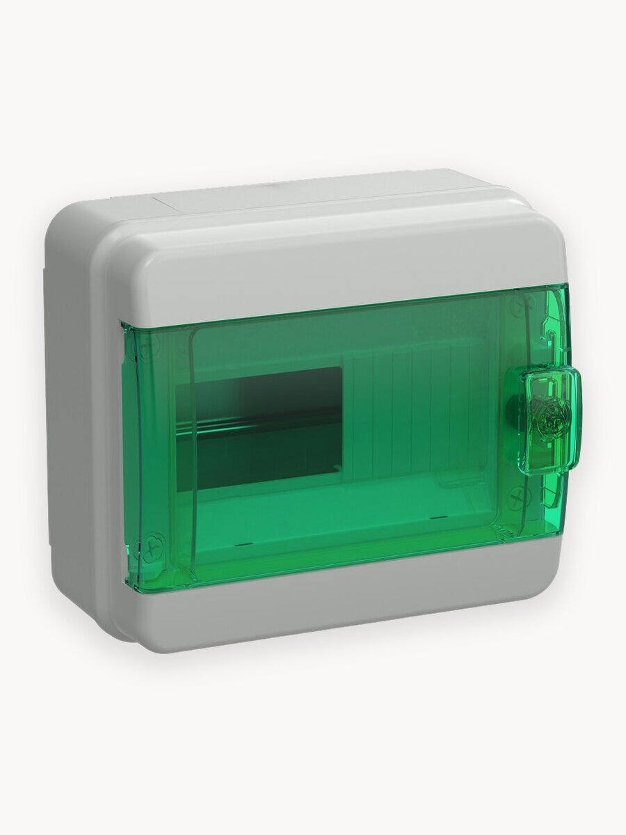 Щит распределительный IEK TEKFOR КМПн-8, навесной, пластик, 8 модулей, IP65, прозрачная дверь, зеленый