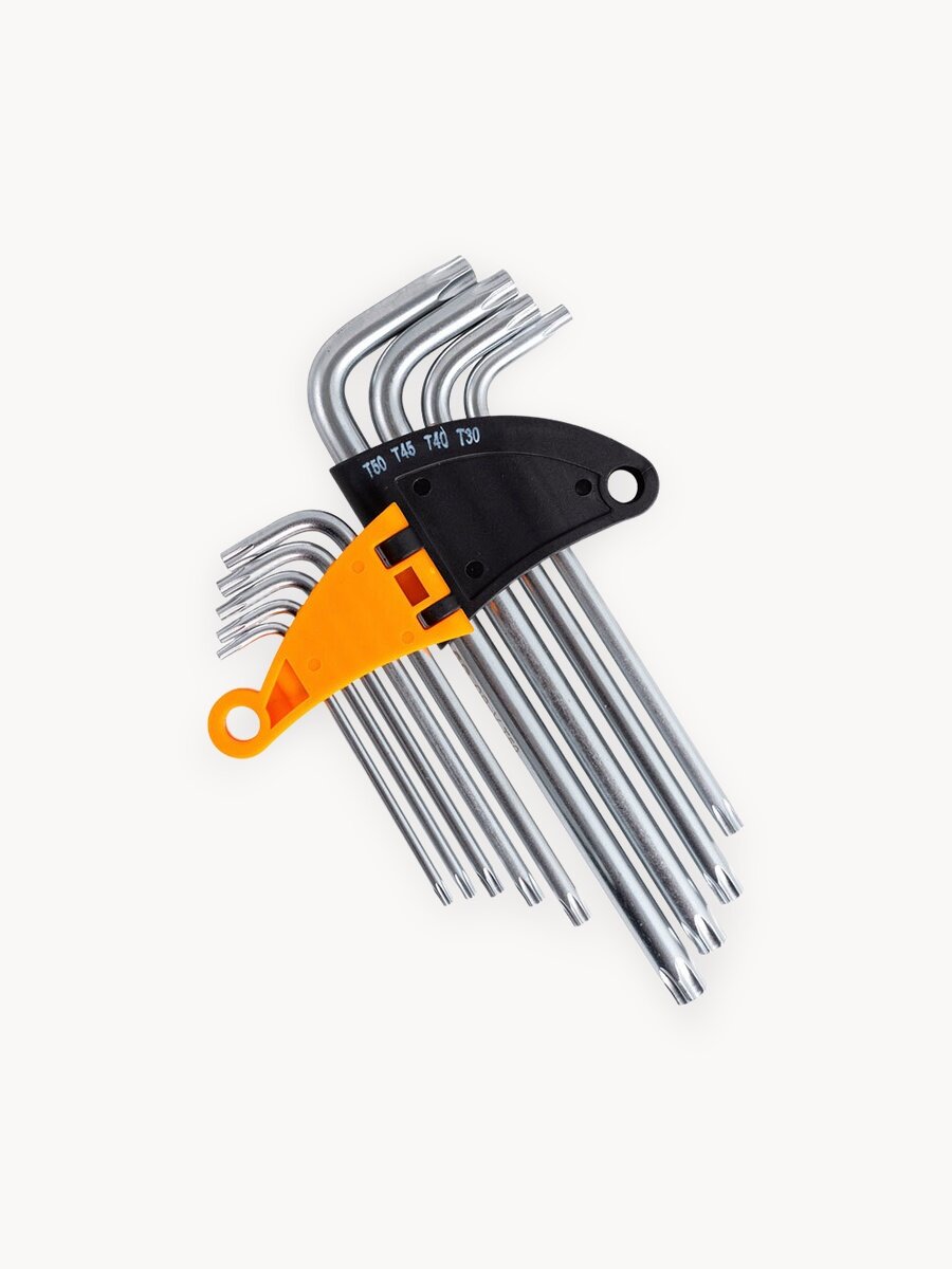 Набор ключей TORX T10-T50 9 шт Г-образные CrV для авто и велосипеда в держателе RAGE