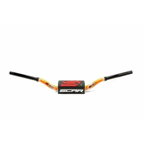Руль Scar O2 28.6 (1 1/8) Mcgrath-Short Style KTM оранжевый с черной подушкой