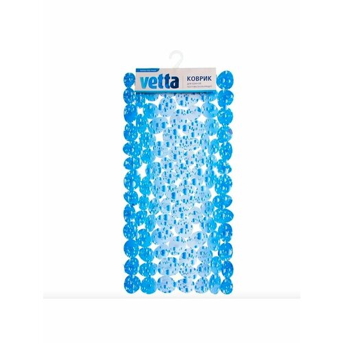 Коврик противоскользящий для ванной душа 70х34см голубой 870₽