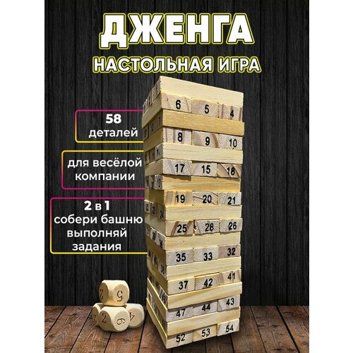 Дженга с цифрами, падающая башня настольная игра дженга jenga mini для детей и взрослых