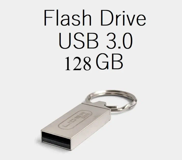 Флешка 128GB, металлическая, водонепроницаемая, USB 3.0 FLASH DRIVE