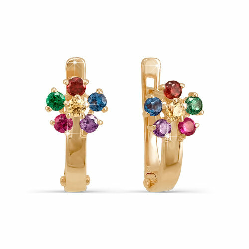 Серьги Яхонт, красное золото, 585 проба, фианит