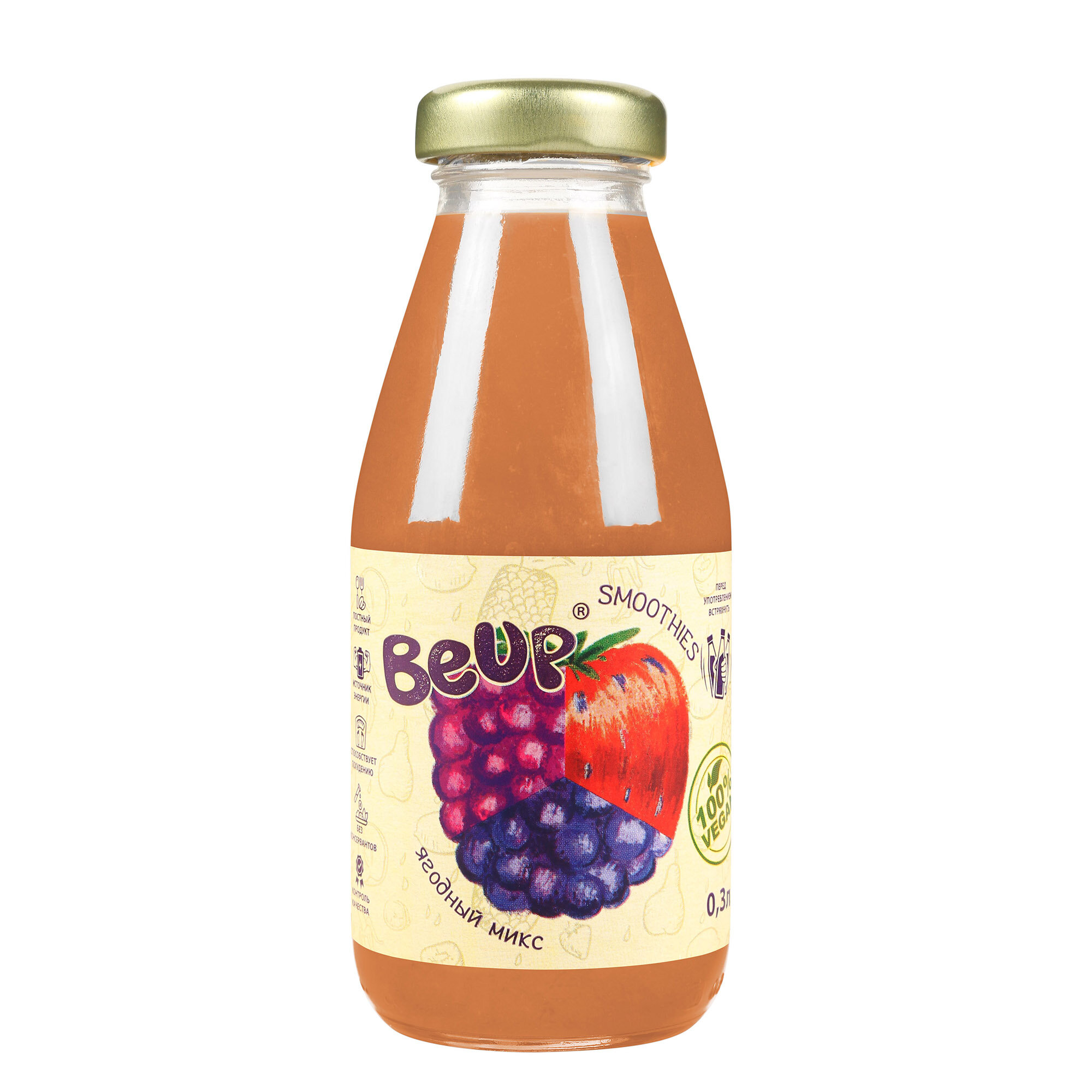 Смузи Be Up Smoothies ягодный микс, без сахара, 0.3 л - фото №5