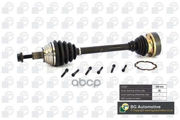 Полуось передняя левая AUDI A3/Q2 / SEAT ALTEA/LEON / SKODA OCTAVIA/SUPERB/YETI / VW CADDY/EOS/GOLF/JETTA/PASSAT/TOURAN 03-18.
