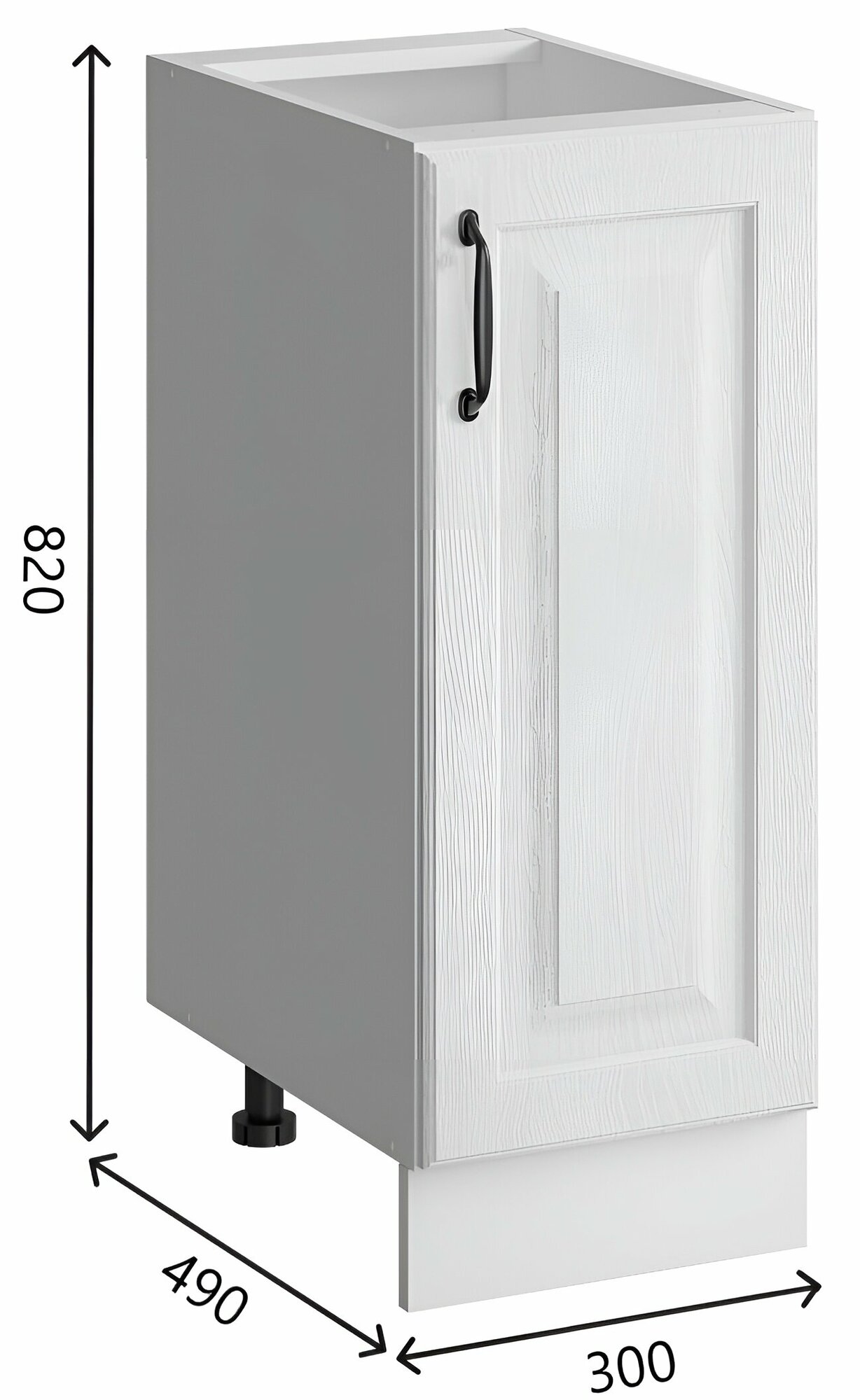 Шкаф кухонный напольный 30 см без столешницы, МДФ Белая текстура