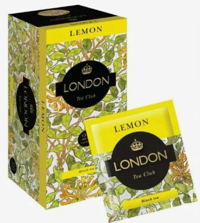 Чай ТМ London Tea Club "Lemon" с ароматом "Лимона" 25 пакетиков 2 пачки