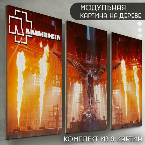фото Модульная картина на дереве "музыка rammstein (рамштайн, рок, тилль линдеманн) - 6005" сила души и тела
