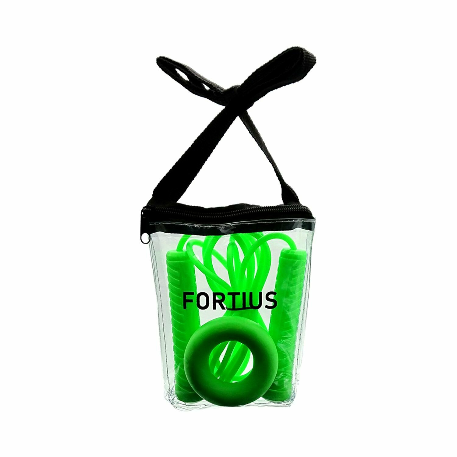 Набор скакалка с эспандером в сумке FORTIUS Neon (40 кг, зеленый)