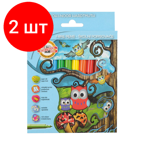 771012bd02ks фломастеры koh i noor owls 24цв трехгранные смываемые картон европодвес Комплект 2 шт, Фломастеры Koh-I-Noor Owls, 24цв, трехгранные, смываемые, картон, европодвес