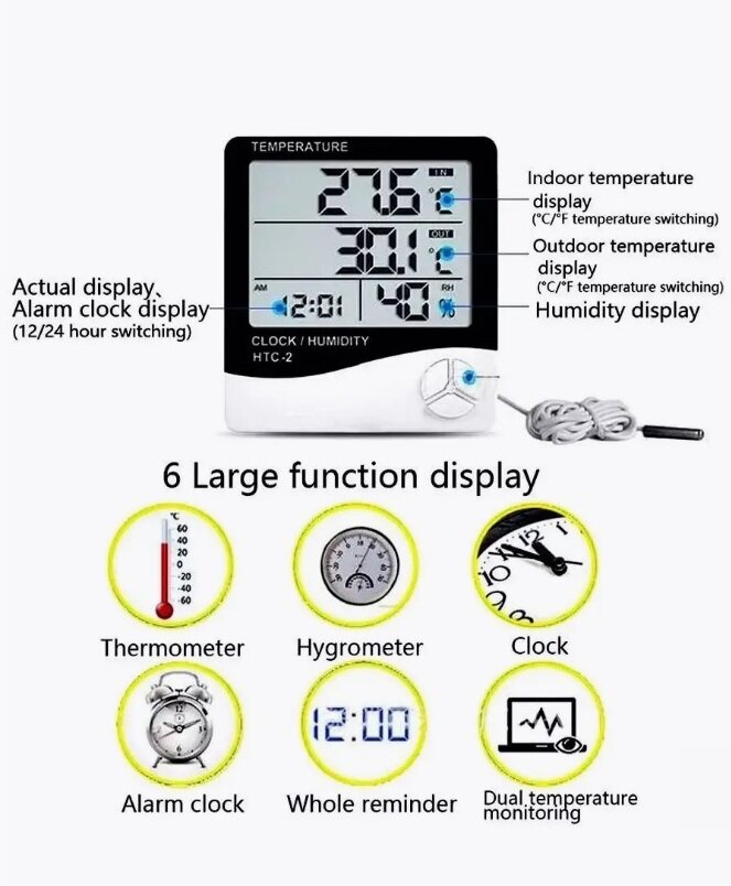 Цифровой термометр гигрометр часы- метеостанция. 2 штуки. - фотография № 9
