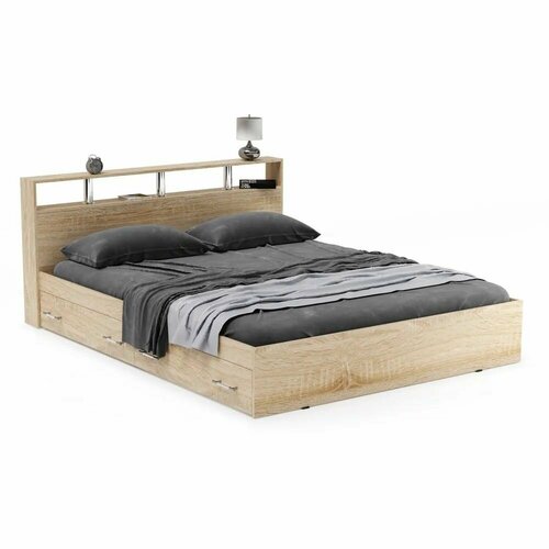 Кровать Арина 1400 с выдвижными ящиками, Сонома. Ориноко