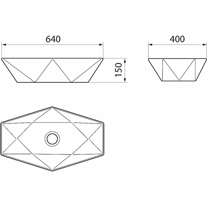 Раковина Runo Poligono 64х40 накладная, белая, шестиугольная - фото №6