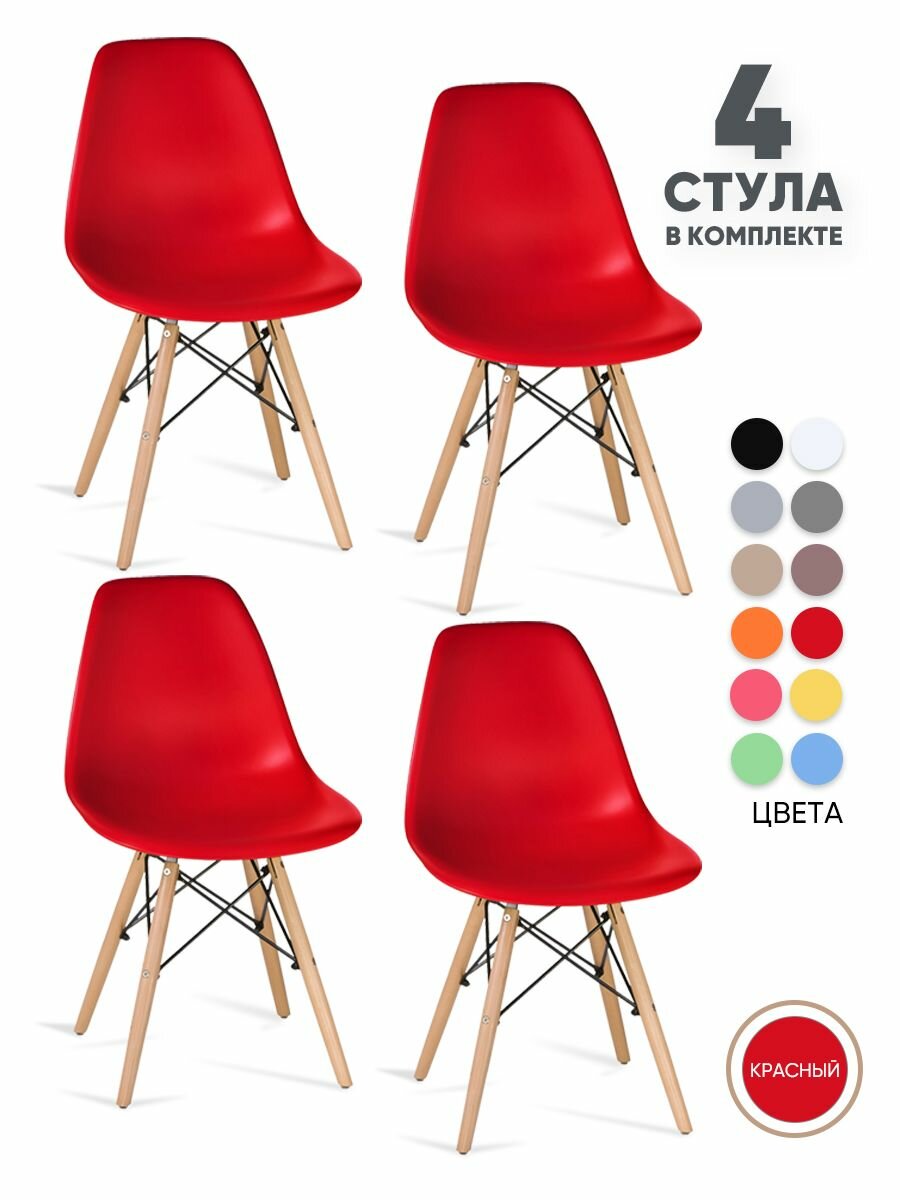 Комплект кухонных стульев пластиковых со спинкой Gemlux GL-FP-235/4 4 шт