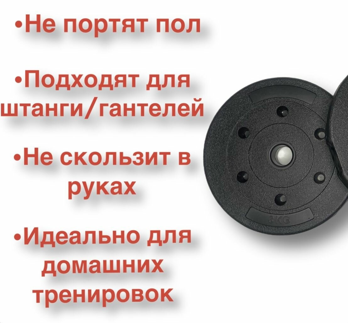 Диски пластиковые для штанги, гантелей,4 шт по 3 кг, блин для грифа. — фото 1