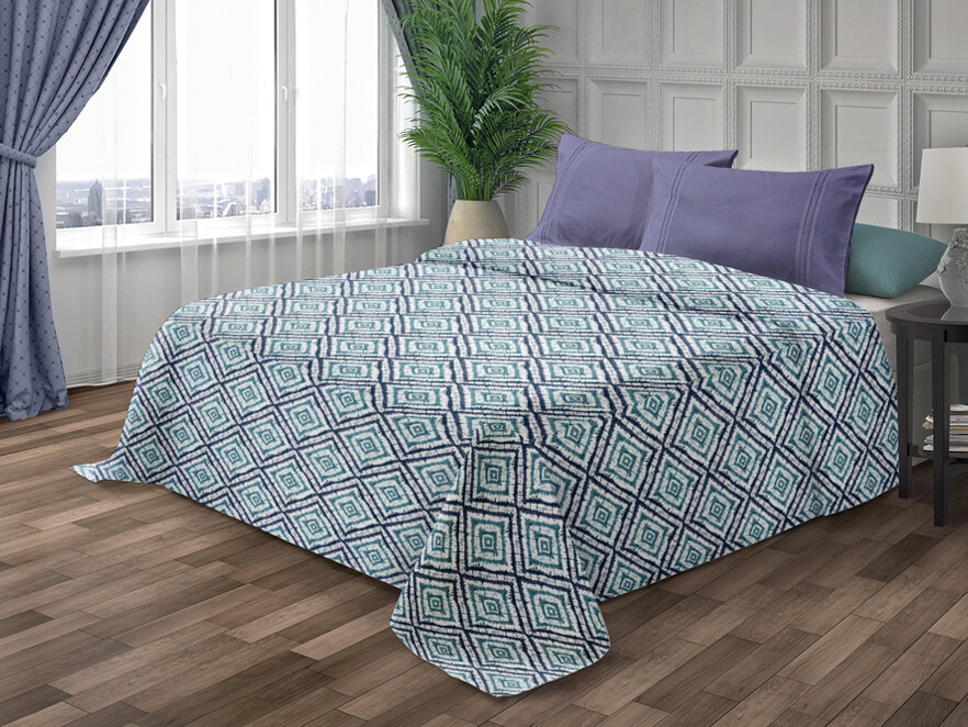 Покрывало эста велсофт ромбы голубой 150х210 см
