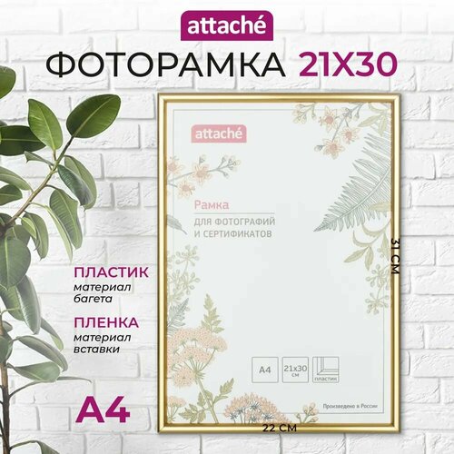 фото Фоторамка attache 142907 / 142354 21х30 см 1 шт. золотистый 31 см 1 см 22 см 1 шт.