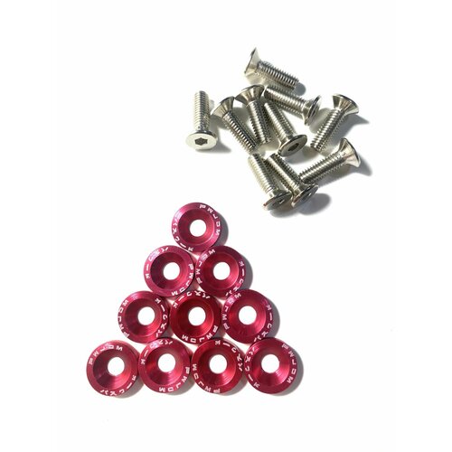 Декоративные шайбы + болты М6*20 потайные для элеткросамокатов, цвет розовый