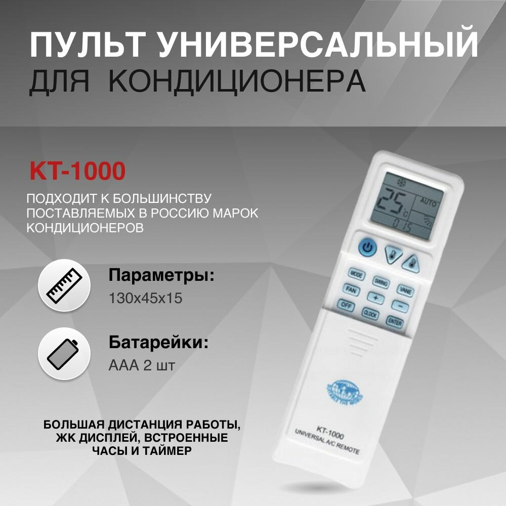 Пульт универсальный для кондиционера KT-1000