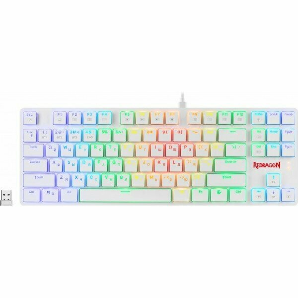 Клавиатура Redragon Anubis RU, Мех, RGB, белый, BT+2.4G, тонкая