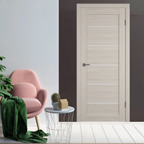 Изображение товара Межкомнатная дверь А27 бежевый 600х2000 мм матовое стекло (комплект)