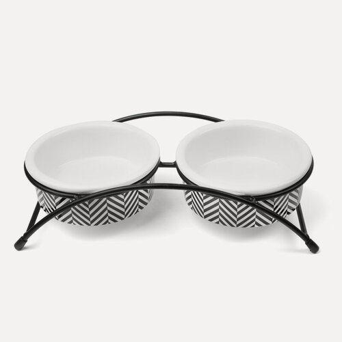 Изображение товара Миска для кошек и собак Triol "Сканди" керамическая 2 секции, 250мл