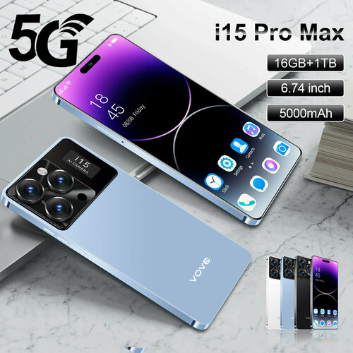 Смартфон i15 Pro Max MRKT5937044997 OLED-экран 674 5000 мАч Android 13 10600₽