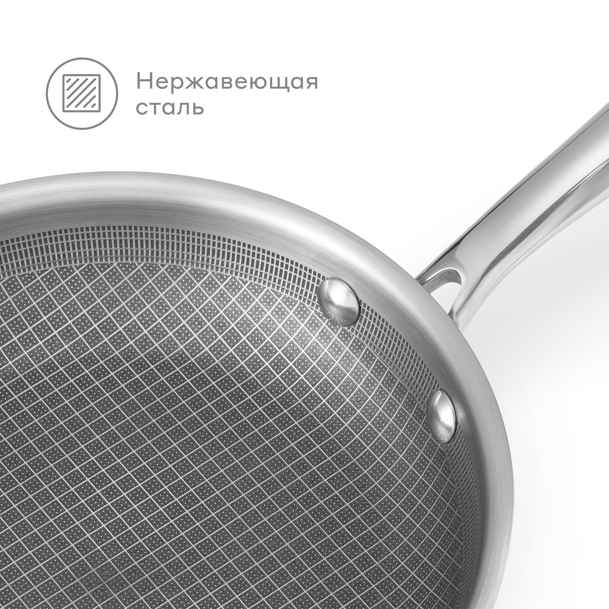 Сковорода Pragma Seten из нержавеющей стали 3-ply с антипригарным покрытием 20 см — фото 1