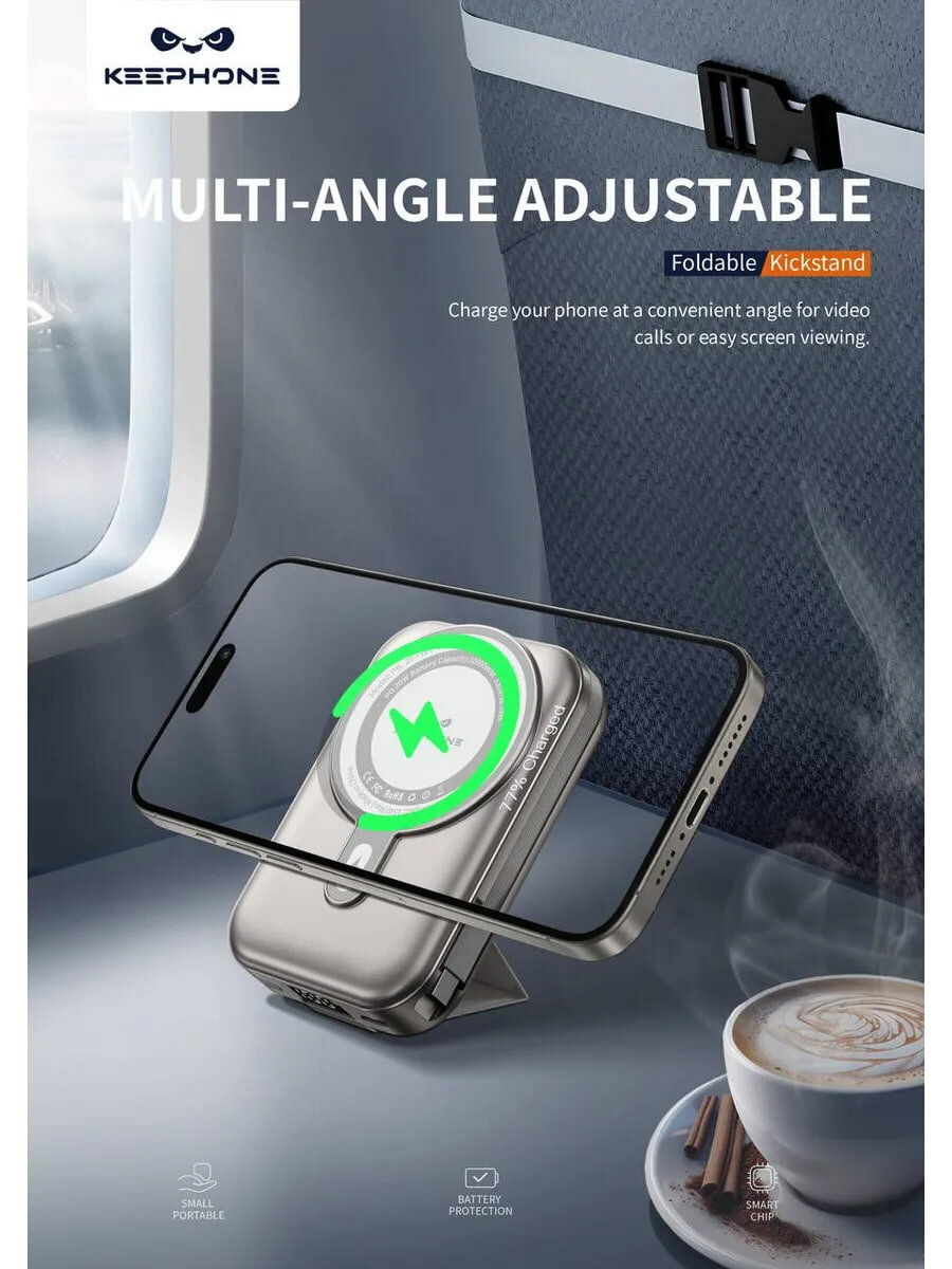 Повербанк KEEPHONE ROGER 20W 10000mAh MAGSAFE серый — фото 1