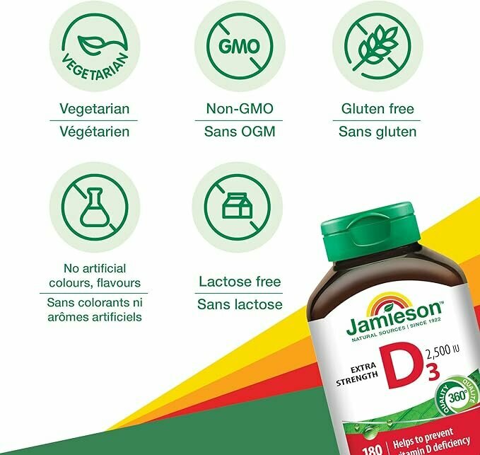 Jamieson Vitamin D3 2500 IU - 180 tablets KANADA — фото 1