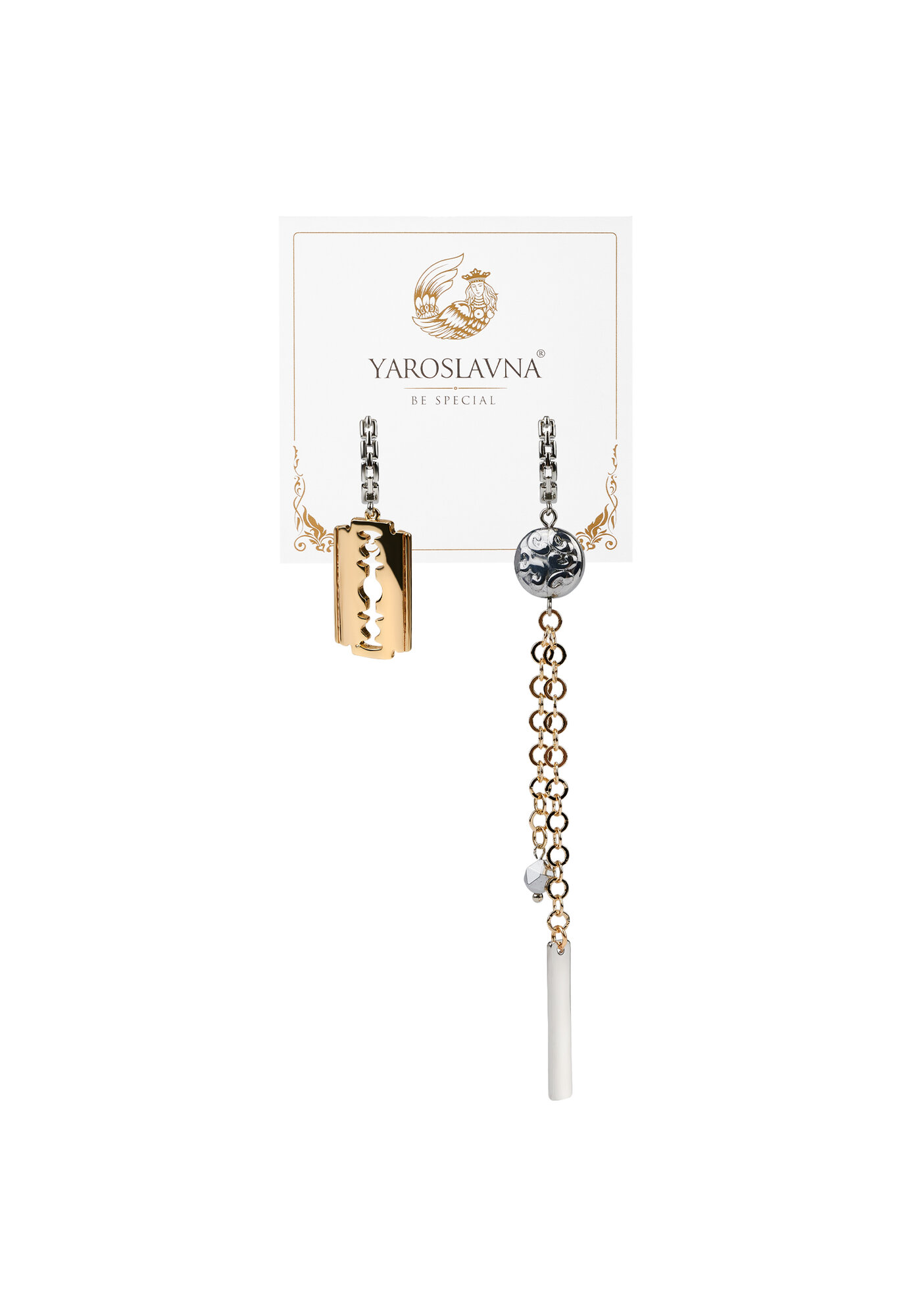 Серьги YAROSLAVNA, гематит, FJ1122ETU золотистый/серебристый — фото 1
