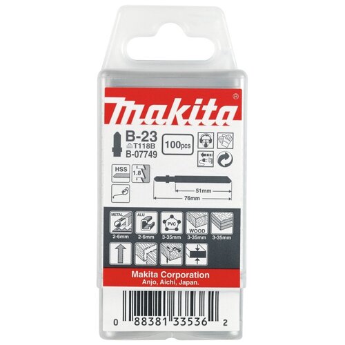 Пилки для электролобзика B-23 Makita, B-07749, 100 шт., T118B