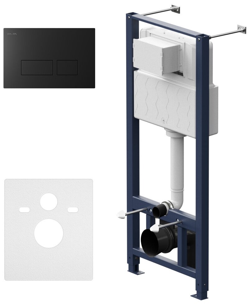Am.Pm I012704.7038 Pro инсталляция для подвесного унитаза с пневматич клавишей Pro S пластик, чёрн матовый