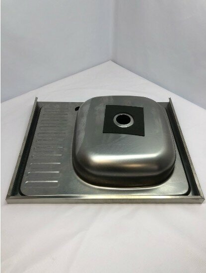 Мойка для кухни накладная, нержавеющая сталь, 60x50 левая, 0,4 мм - фотография № 4