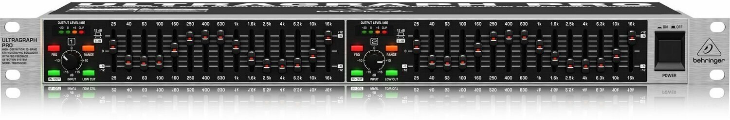 Behringer FBQ1502HD 2-канальный 2/ 3 октавный графический эквалайзер с системой детектирования обратной связи