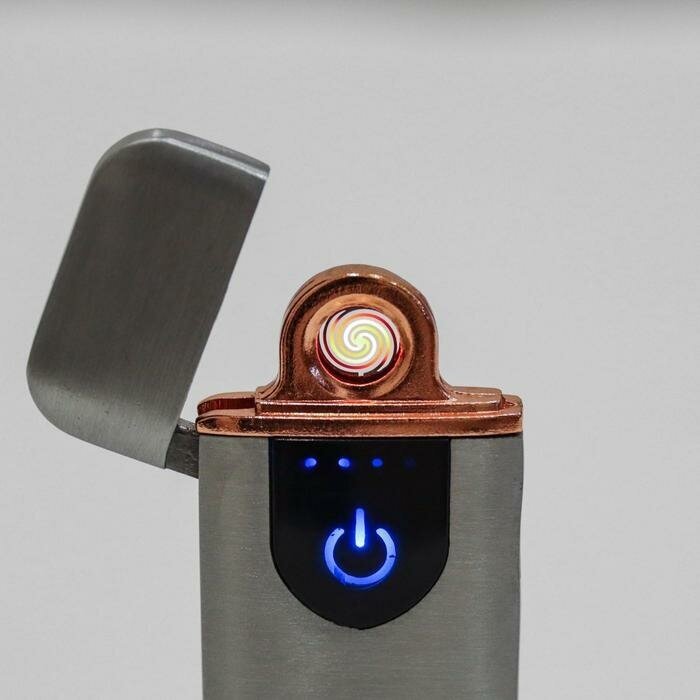 Зажигалка электронная, спираль, сенсор, USB, серебристая, 7.9 х 3.1 см - фотография № 2