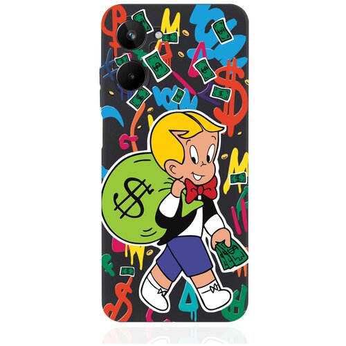 Черный силиконовый чехол MustHaveCase для realme 10 Monopoly Richie Rich/Монополи Богатенький Риччи