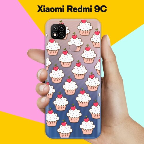 Силиконовый чехол Капкейки на Xiaomi Redmi 9C силиконовый чехол на xiaomi redmi 9c сяоми редми 9c бело черные сложные полосы