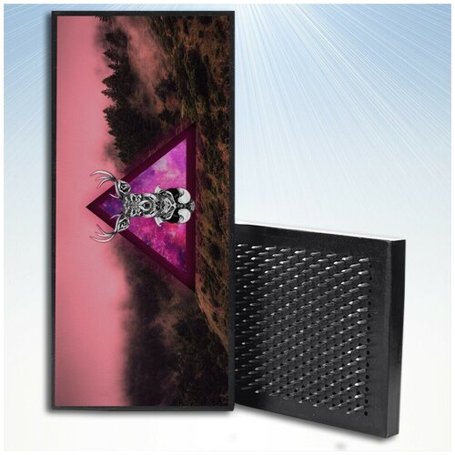 фото Доска садху для йоги с гвоздями, уф печать животные пейзаж олень - 3428 шаг 10мм woodart